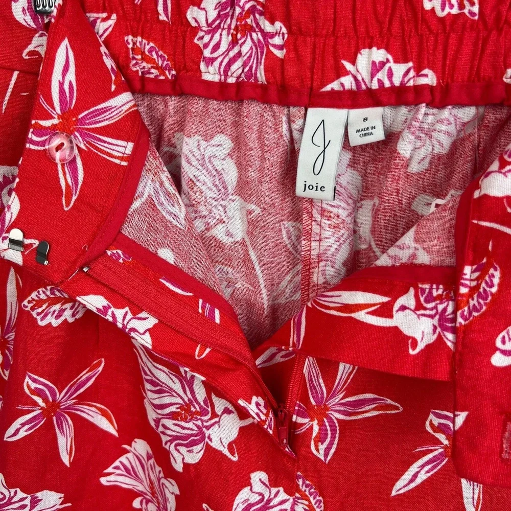Joie Linen Blend Pleated Cuffed High Waisted Floral Shorts‎ NWOT Size 8